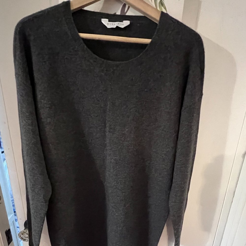 Everlane Cashmere Tunic Length Sweater Size L - Charcoal Gray